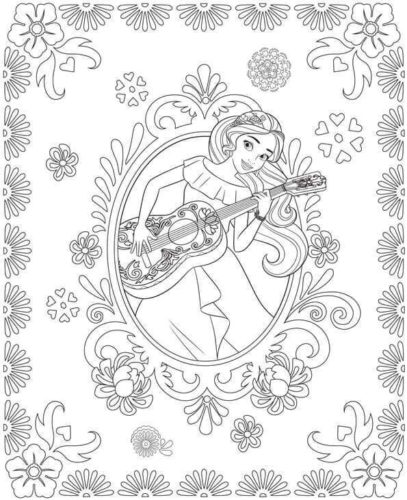 36 Elena With Her Guitar Coloring Page