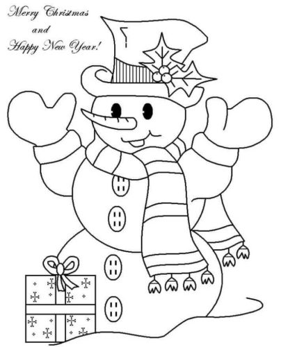 5. Snowman Wishing Happy New Year Coloring Page
