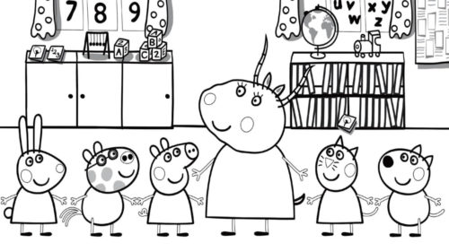 Madame Gazelle With Peppa Pig Coloring Page