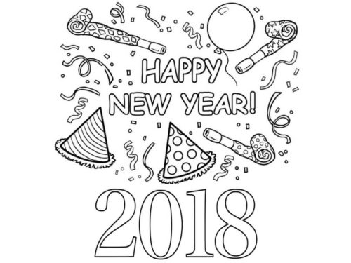 New Year 2018 Coloring Page To Print