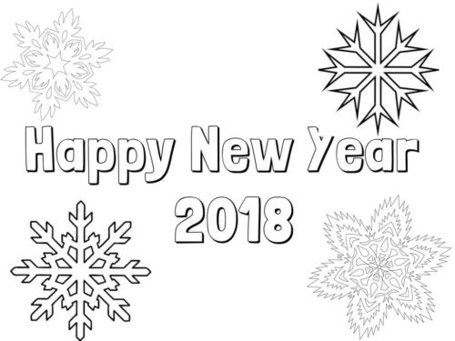 New Year 2018 Snowflake coloring page