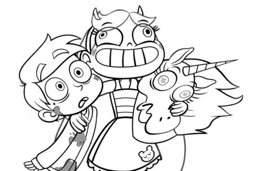 Star, Pony Head And Marco Coloring Page