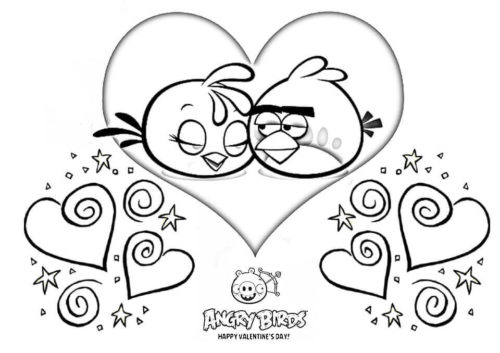 Angry Birds Valentines Day coloring pages