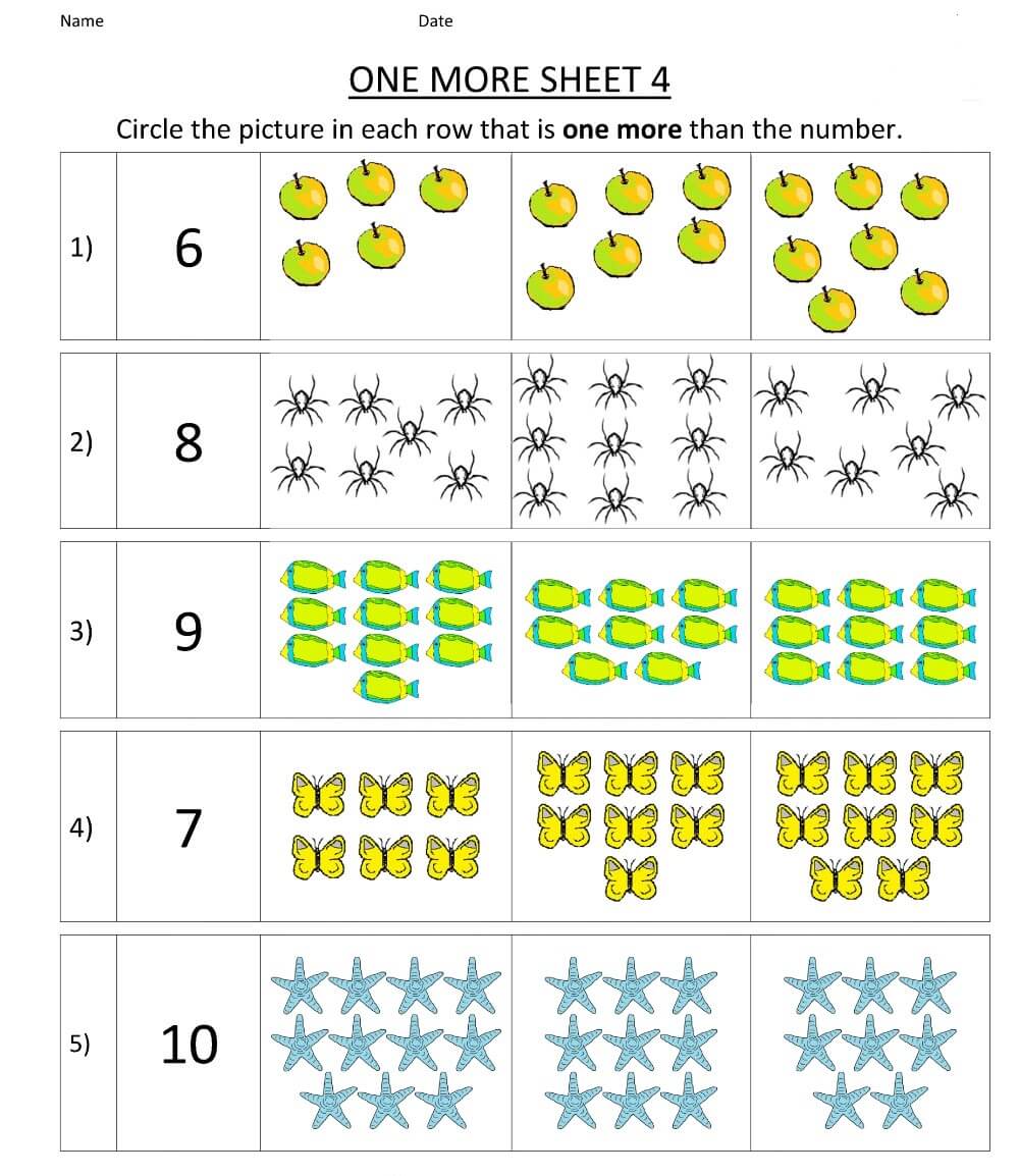 free math activity sheets for kindergarten