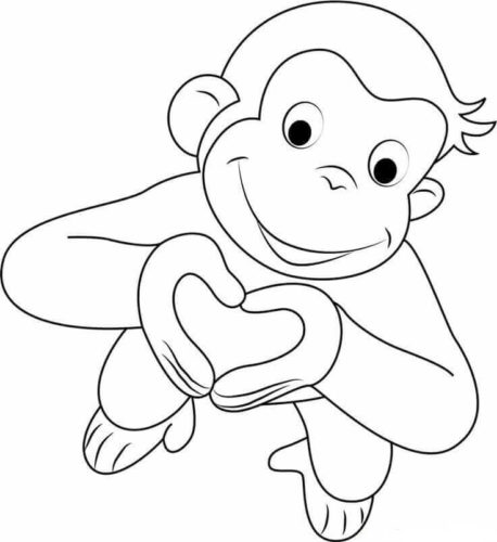 Curious George Valentines Day coloring pages