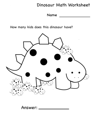 Dinosaur Kindergarten Math Worksheet