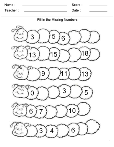 Find The Missing Number Kindergarten Math Worksheet