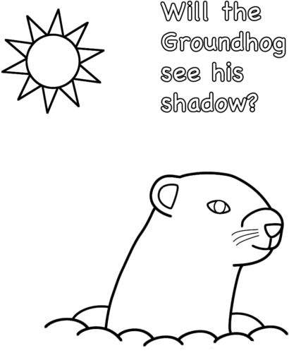 Groundhog Day shadow Coloring Page printable