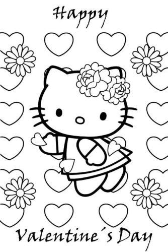 Hello Kitty Valentines Day coloring pages