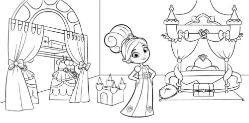 Nella The Princess Knight in Bedroom Coloring Page