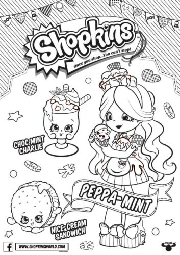 Peppa-Mint Shopkins Shoppies coloring pages