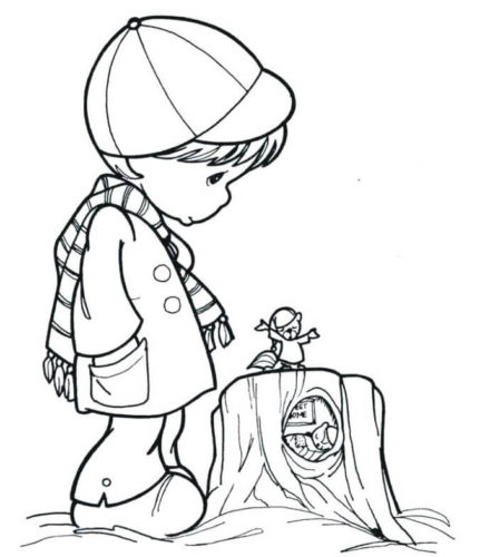 Precious Moments Groundhog Day Coloring Page