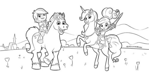 Princess Nella and Sir Garret Coloring Page from Nella the Princess Knight