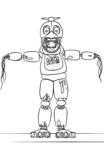 Printable Nightmare Chica FNAF Coloring Page