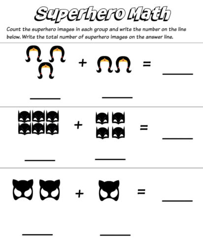 Superhero Kindergarten Math Worksheets