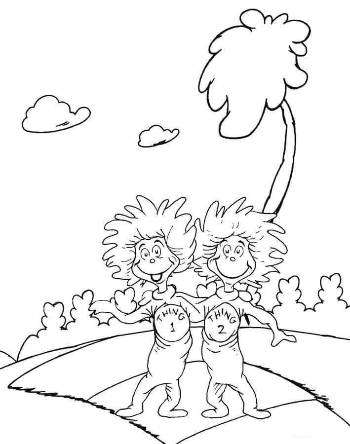 329 Unicorn Dr Seuss Thing 1 Coloring Page for Kindergarten