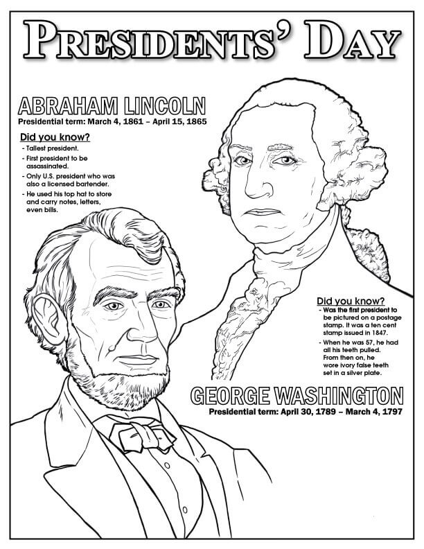Free Printable Presidents #39 Day Coloring Pages