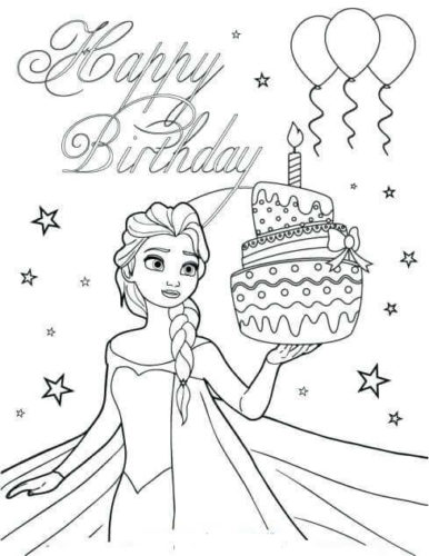 Frozen Happy Birthday Coloring Sheets