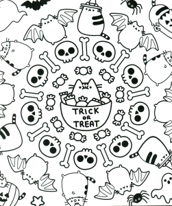 Halloween Pusheen Coloring Pages
