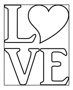 Love And Heart Coloring Page