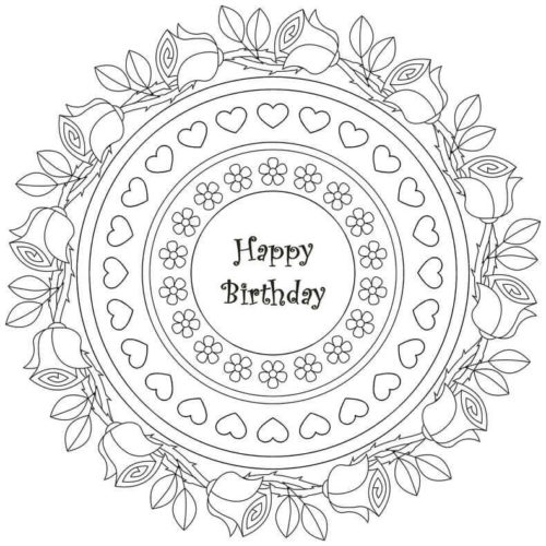 Printable Happy Birthday Coloring Pages For Adults