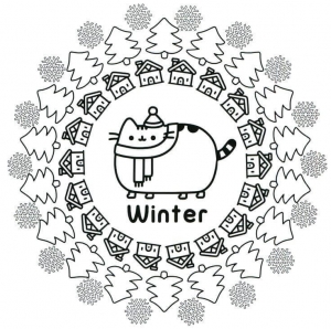 Pusheen Winter Coloring Pages