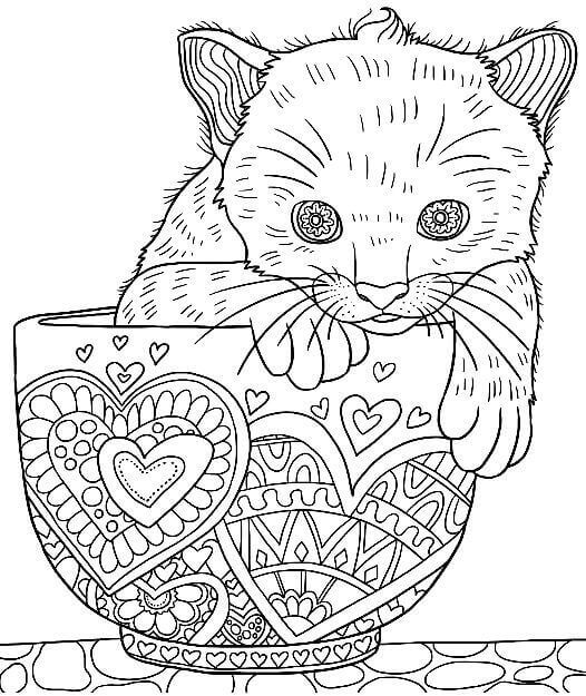 Cat Adult Coloring Pages 4