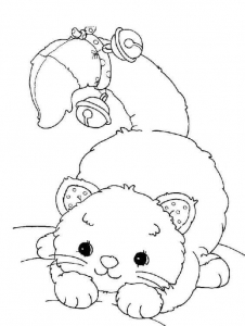 Cat With Bell Coloring Page