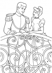 Cinderella With Prince Charming Coloring Page
