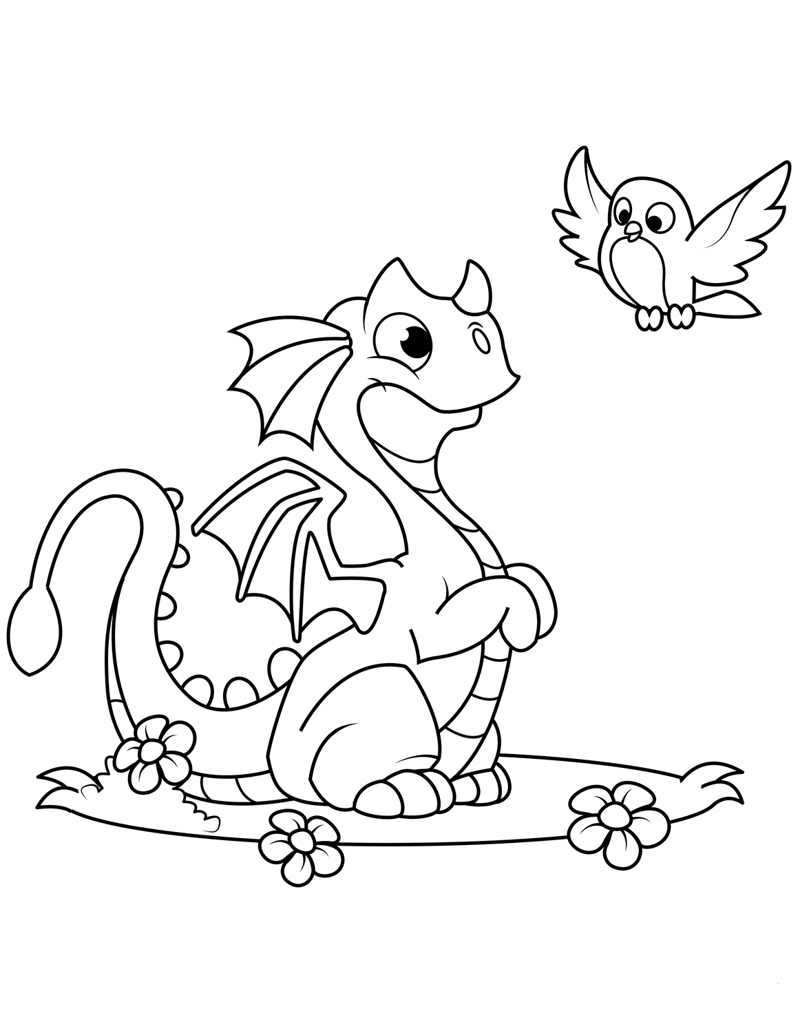 kawaii cute dragon coloring pages