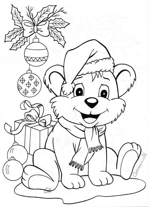  Christmas Animal Coloring Pages 3