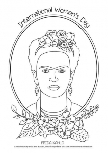 International Womens Day Coloring Page Frida Kahlo
