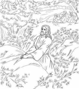Jezus in Gethsemane Good Friday Coloring Page