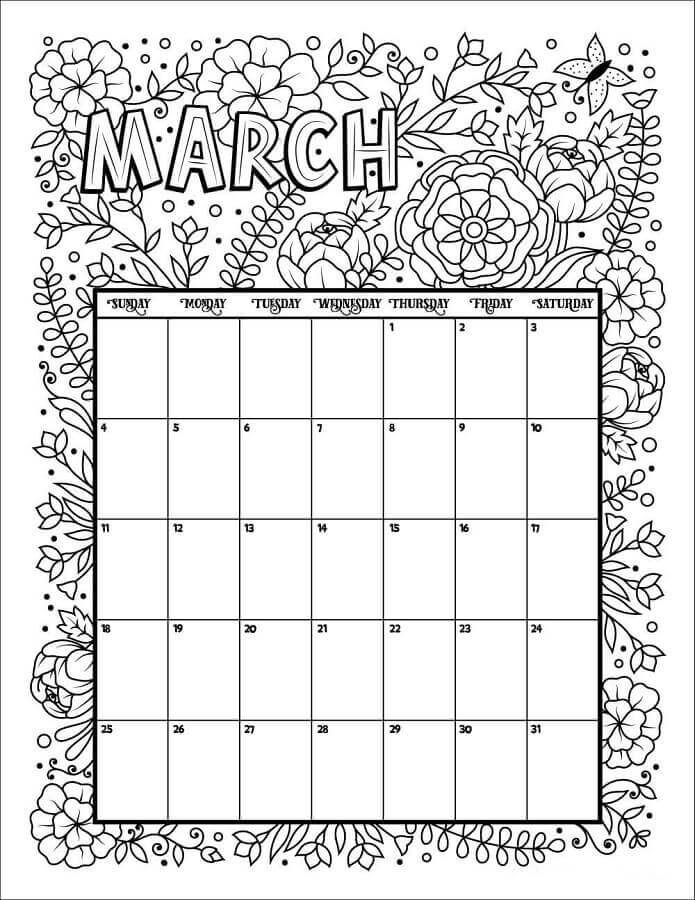 monthly calendar coloring pages download and print for free pin on
