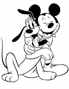 Mickey With His Dog Coloring Page