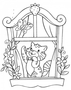 Playing Cat Coloring Pages