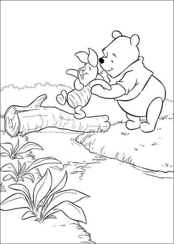 pooh and piglet holding hands coloring pages