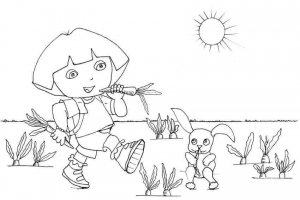 Dora Enjoying Summer Coloring Page