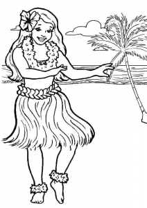 Hula Hoop Dancer On The Beach Coloring Page