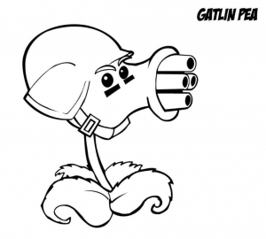 Plants vs Zombies Coloring Page Gatling Pea