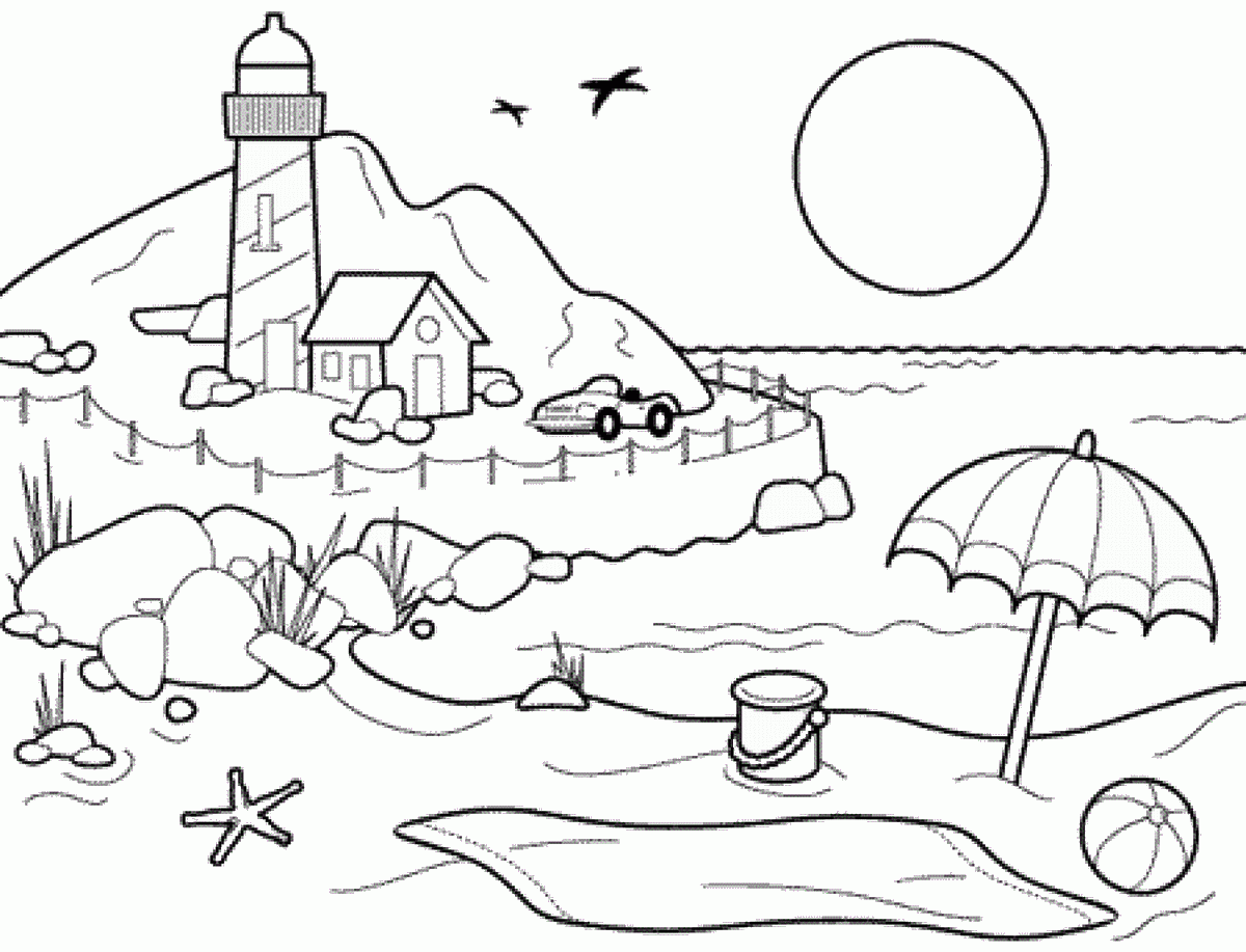Beach Coloring Pages Printable - Printable World Holiday