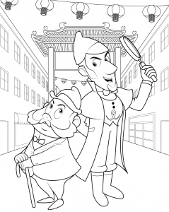 Sherlock Gnomes and Gnome Watson Coloring Page