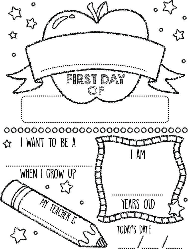First Day Coloring Sheet
