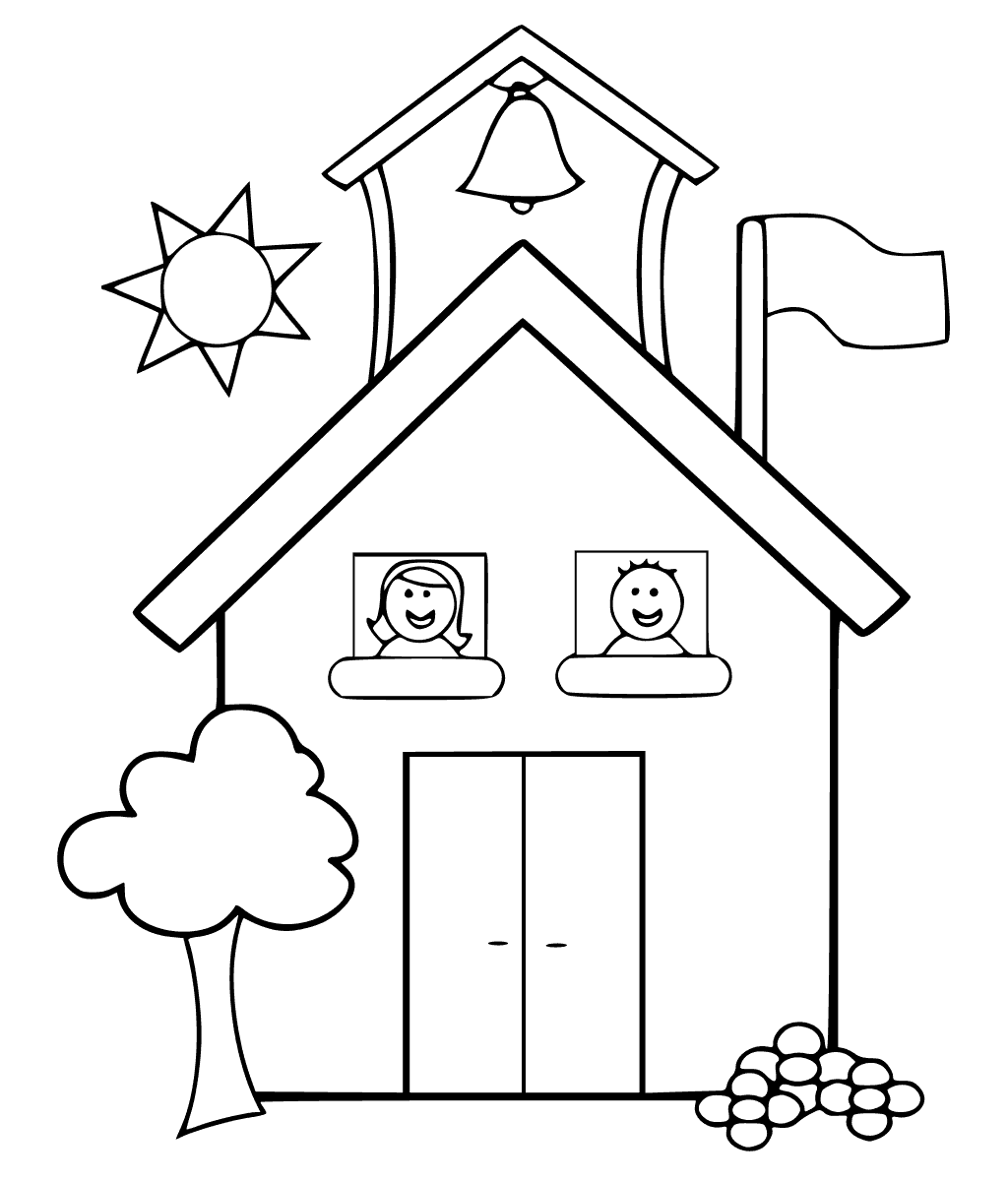 School Building Coloring Pages
