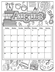 August 2018 Coloring Pages