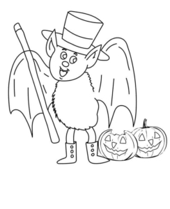 Bat With Jack O Lantern Coloring Page