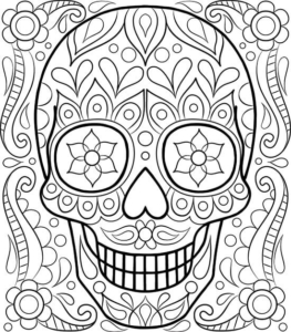 Easy Sugar Skull Coloring Pages