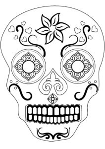 Easy Sugar Skull Coloring Sheets