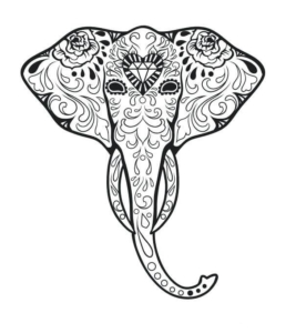 Elephant Sugar Skull Coloring Page
