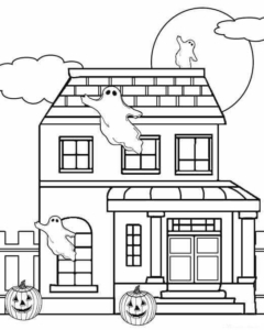 Haunted Mansion Halloween Coloring Sheets